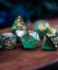 URWizards Dnd Green Fluorite Engraved Dice Set Astrology Style - Urwizards