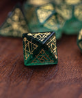 URWizards Dnd Green Fluorite Engraved Dice Set Astrology Style - Urwizards