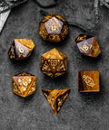 URWizards Dnd Engraved Yellow Tiger's Eye Dice Set Meow Style - Urwizards