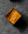 URWizards Dnd Engraved Yellow Tiger's Eye Dice Set Meow Style - Urwizards
