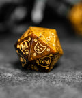URWizards Dnd Engraved Yellow Tiger's Eye Dice Set Meow Style - Urwizards