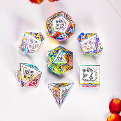 URWizards Dnd Engraved Dichroic Prism Glass Dice Set Cat Style - Urwizards