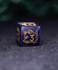 URWizards Dnd Engraved Purple Cat's Eye Stone Dice Set Cat Style - Urwizards