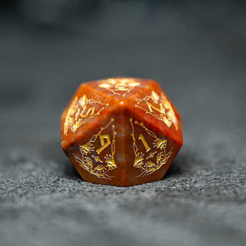 URWizards Dnd Engraved Indian Agate Dice Set Cat Style - Urwizards
