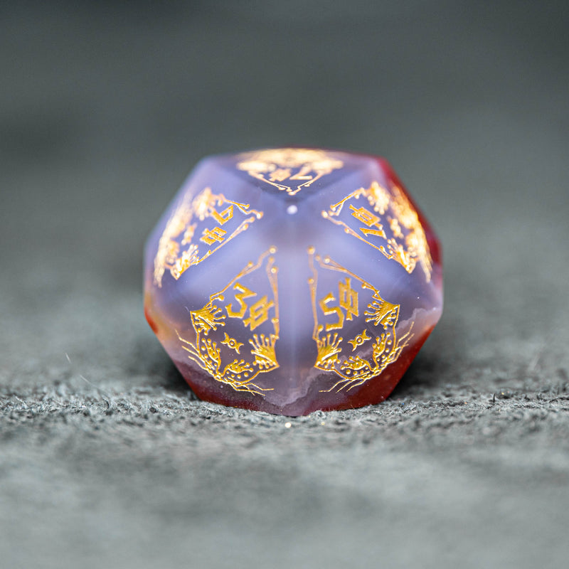 URWizards Dnd Engraved Indian Agate Dice Set Cat Style - Urwizards