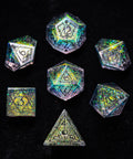 URWizards Dnd Resin Aurora Glitter Engraved Dice Set Astrology Style - Urwizards