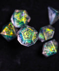 URWizards Dnd Resin Aurora Glitter Engraved Dice Set Astrology Style - Urwizards