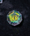 URWizards Dnd Resin Aurora Glitter Engraved Dice Set Meow Style - Urwizards