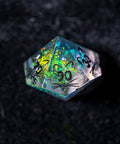 URWizards Dnd Resin Aurora Glitter Engraved Dice Set Meow Style - Urwizards