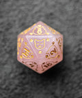 URWizards Dnd Engraved Rose Quartz Dice Set Meow Style - Urwizards