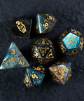 URWizards Dnd Engraved Labradorite Dice Set Meow Style - Urwizards