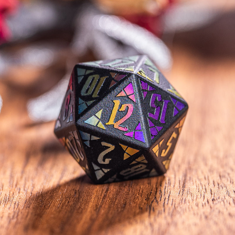 URWizards Obsidian Raised Plating Number Dice Set Ancient Style - Urwizards