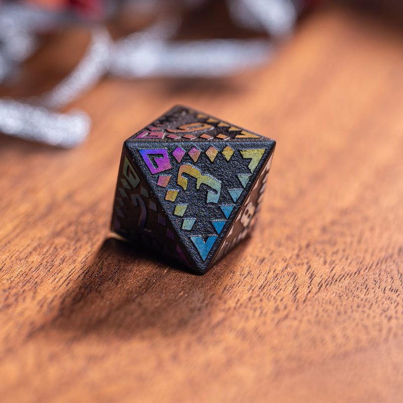 URWizards Obsidian Raised Plating Number Dice Set Ancient Style - Urwizards