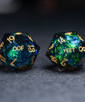 URWizards Dnd Resin Dark Glitter Engraved Dice Set YEET & OOF - Urwizards