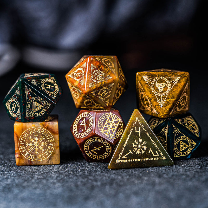 URWizards Dnd Engraved Indian Agate Dice Set Nordic Style - Urwizards