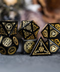 URWizards Dnd Engraved Obsidian Dice Set Nordic Style - Urwizards