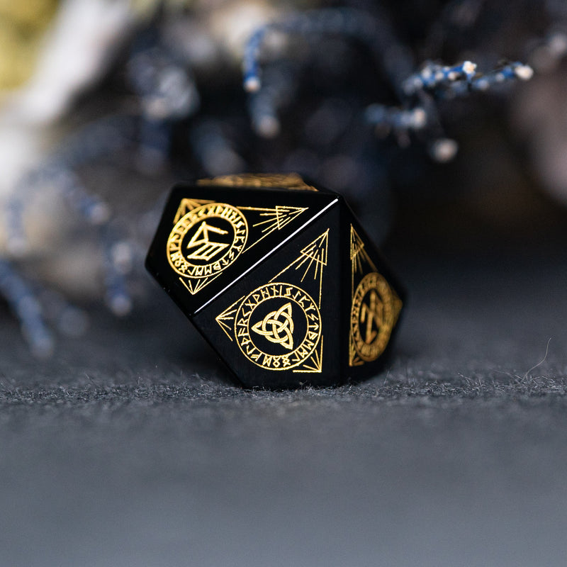 URWizards Dnd Engraved Obsidian Dice Set Nordic Style - Urwizards