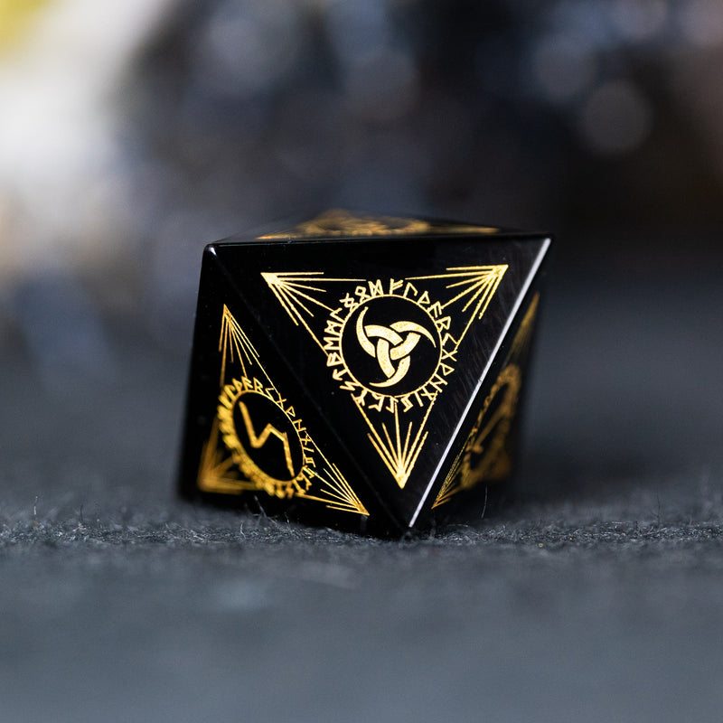 URWizards Dnd Engraved Obsidian Dice Set Nordic Style - Urwizards