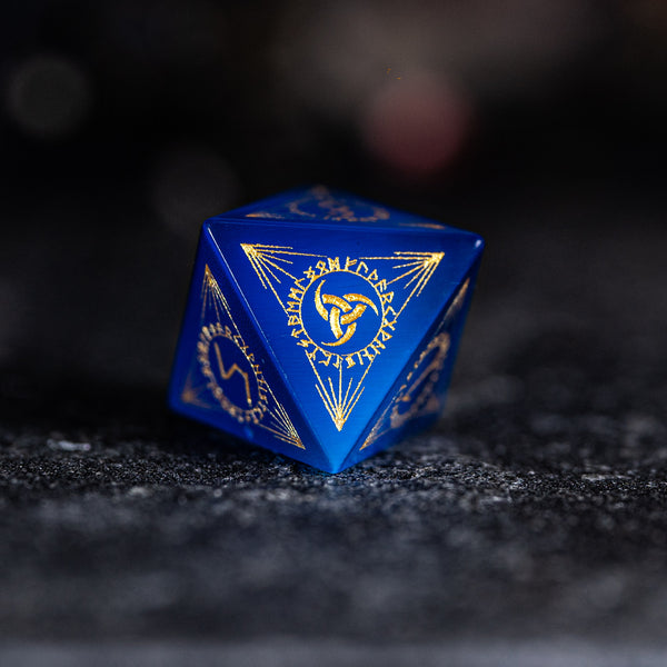 URWizards Dnd Engraved Blue Cat's Eye Stone Dice Set Nordic Style - Urwizards