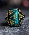 URWizards Dnd Engraved Teal Green Cat's Eye Stone Dice Set Nordic Style - Urwizards