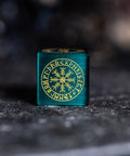 URWizards Dnd Engraved Teal Green Cat's Eye Stone Dice Set Nordic Style - Urwizards