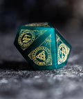 URWizards Dnd Engraved Teal Green Cat's Eye Stone Dice Set Nordic Style - Urwizards
