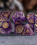 URWizards Dnd Engraved Amethyst Dice Set Nordic Style - Urwizards
