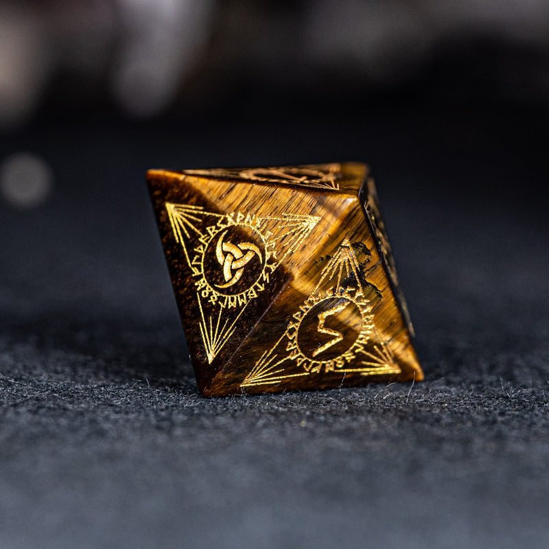 URWizards Dnd Engraved Yellow Tiger's Eyes Dice Set Nordic Style - Urwizards