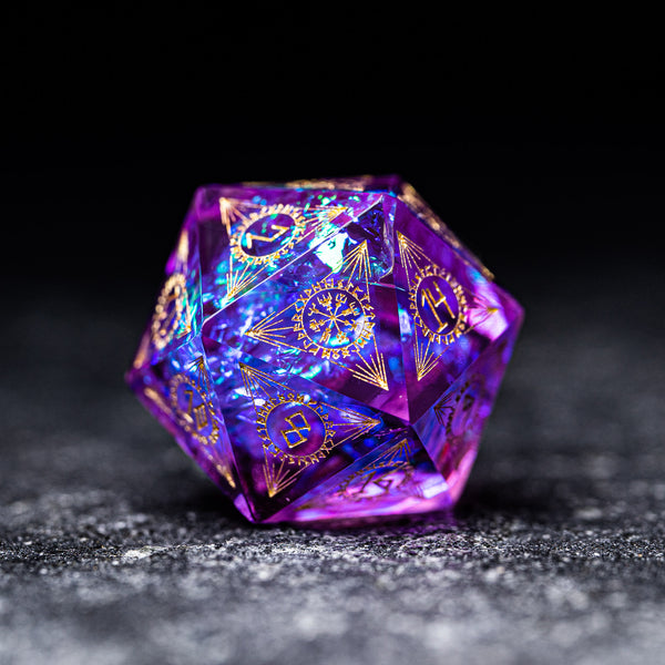 URWizards Dnd Resin Purple Glitter Engraved Dice Set Nordic Style - Urwizards