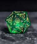 URWizards Dnd Resin Green Glitter Engraved Dice Set Nordic Style - Urwizards