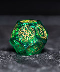 URWizards Dnd Resin Green Glitter Engraved Dice Set Nordic Style - Urwizards
