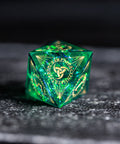 URWizards Dnd Resin Green Glitter Engraved Dice Set Nordic Style - Urwizards