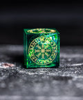 URWizards Dnd Resin Green Glitter Engraved Dice Set Nordic Style - Urwizards