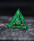 URWizards Dnd Resin Green Glitter Engraved Dice Set Nordic Style - Urwizards