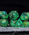 URWizards Dnd Resin Green Glitter Engraved Dice Set Nordic Style - Urwizards