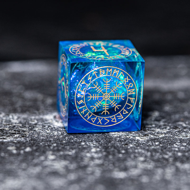 URWizards Dnd Resin Blue Glitter Engraved Dice Set Nordic Style - Urwizards