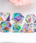 URWizards Dnd Engraved Dichroic Prism Glass Dice Set Nordic Style Black Inked - Urwizards
