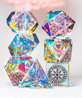 URWizards Dnd Engraved Dichroic Prism Glass Dice Set Nordic Style Black Inked - Urwizards