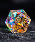 URWizards Dnd Engraved Dichroic Prism Glass Dice Set Nordic Style Gold Inked - Urwizards