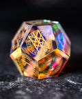 URWizards Dnd Engraved Dichroic Prism Glass Dice Set Nordic Style Gold Inked - Urwizards