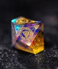 URWizards Dnd Engraved Dichroic Prism Glass Dice Set Nordic Style Gold Inked - Urwizards