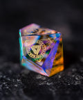 URWizards Dnd Engraved Dichroic Prism Glass Dice Set Nordic Style Gold Inked - Urwizards