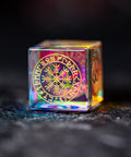 URWizards Dnd Engraved Dichroic Prism Glass Dice Set Nordic Style Gold Inked - Urwizards