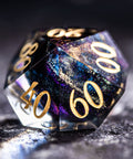 URWizards Dnd Resin Octarine Glitter Engraved Dice Set YEET & OOF - Urwizards