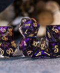 URWizards Dnd Resin Octarine Glitter Engraved Dice Set YEET & OOF - Urwizards