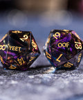 URWizards Dnd Resin Octarine Glitter Engraved Dice Set YEET & OOF - Urwizards