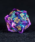 URWizards D&D Resin Purple Glitter Engraved Dice Set Turtle Style - Urwizards