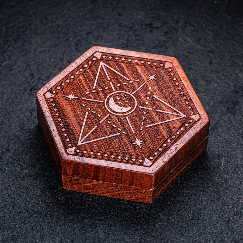 URWizards Engraved Padauk D&D Dice Box Astrology - Urwizards