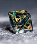 URWizards D&D Resin Dark Green Aurora Engraved Dice Set Nordic Style - Urwizards