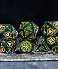 URWizards D&D Resin Dark Green Aurora Engraved Dice Set Nordic Style - Urwizards